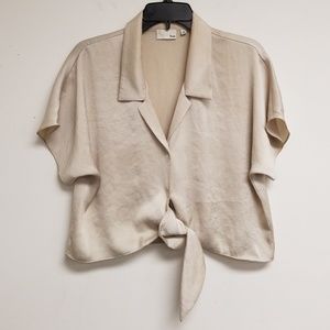 Wilfred Free Gold Tie Front Top Size M